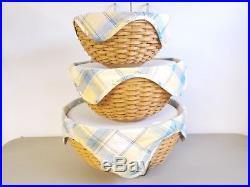 Longaberger Set Of 3 Bowls/baskets With Lids & Liners