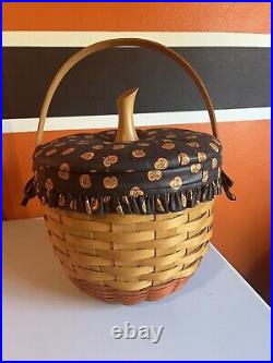 Longaberger Set Of 4 Pumpkin Baskets With Lids, Liners & Protectors