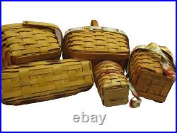 Longaberger Set Of 5 Baskets Various Sizes 1995-1998 One Basket Marked Amer. Trad