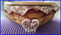 Longaberger Set of 2 1999 Heart-shaped Love Letters Baskets W Lids/Liners/Protec