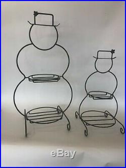 Longaberger Set of 2 Wrought Iron Christmas Snowman Basket Holders