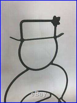 Longaberger Set of 2 Wrought Iron Christmas Snowman Basket Holders