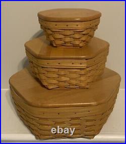 Longaberger Set of 3 Generation Baskets with Lids & Protectors