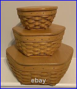 Longaberger Set of 3 Generation Baskets with Lids & Protectors