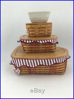 Longaberger Set of 3 Heart Sweetheart Baskets w Lids Little Love Letters Hostess