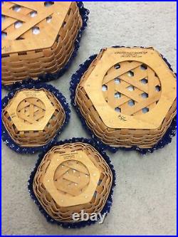 Longaberger Set of 4 Generation Baskets Heritage Blue 6 12 Liner Lid Protect