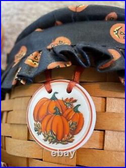 Longaberger Set of 4 Halloween Pumpkin Basket Series Combos with Lids & Tie Ons
