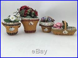 Longaberger Set of 4 May Series Miniature Baskets Daisy Geranium Peony Morning