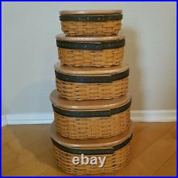 Longaberger Set of 5 Collectors Club Shaker Harmony Baskets 4 with Protectors