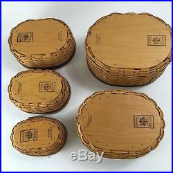 Longaberger Set of 5 Collectors Club Shaker Harmony Baskets Protectors, Lids