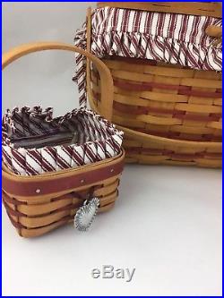 Longaberger Set of 5 Sweetheart Baskets w Liners Protectors Remembrance