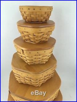 Longaberger Set of 6 Generation Baskets w Lids and Protectors