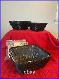 Longaberger Set of Large, Medium and Small Black Flare Basket Sets NWT's