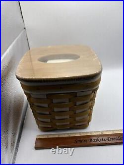 Longaberger Simply Living Tall Tissue With Protector, and Lid