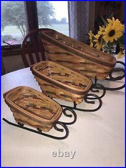 Longaberger Sleigh Basket Christmas Set of 3 Wrought Iron Runners