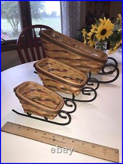 Longaberger Sleigh Basket Christmas Set of 3 Wrought Iron Runners