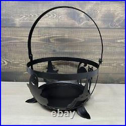 Longaberger Small Black Wrought Iron Cauldron Basket Set Halloween