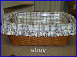 Longaberger Small Laundry Basket Set, with Liner & Protector, NEW