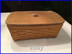 Longaberger Small Stowaway Basket With Lidwarm Brown Stainnew