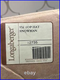 Longaberger Small Top Hat Snowman Basket With Face # 12735 Htf 12 2013