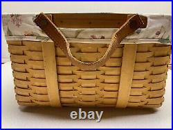Longaberger Small Wash Day Basket With botanical Liner and Protector