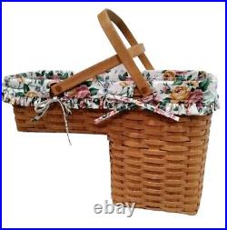 Longaberger Stairstep/ Step It Up Basket With Liner & Plastic Insert