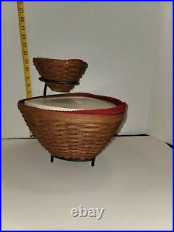Longaberger Strawberry Basket & Dip Set With Protectors, Liners, Lids And Stand
