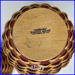 Longaberger Strawberry Basket Set Wood Lid Canister Protector Small Large 2005