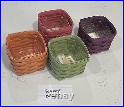Longaberger, Summer Brights Lot (x4) Four Baskets withProtectors PUR GRN ORN & PNK