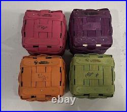 Longaberger, Summer Brights Lot (x4) Four Baskets withProtectors PUR GRN ORN & PNK