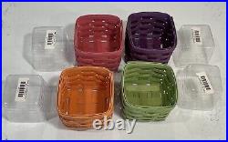 Longaberger, Summer Brights Lot (x4) Four Baskets withProtectors PUR GRN ORN & PNK