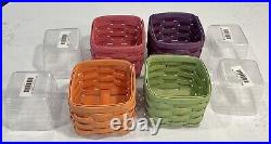 Longaberger, Summer Brights Lot (x4) Four Baskets withProtectors PUR GRN ORN & PNK