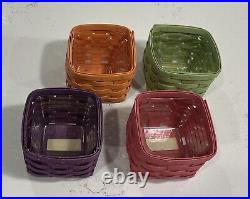 Longaberger, Summer Brights Lot (x4) Four Baskets withProtectors PUR GRN ORN & PNK