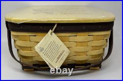 Longaberger Sunflower Cake Basket Set Wood Lid, Riser, Plastic Protect, Basket