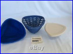 Longaberger Swoop Tray Protector & Triangle Dip Bowl Set Serving Basket Blue