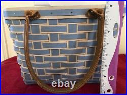 Longaberger Take me Away Tote Basket, French Blue With Protector Set