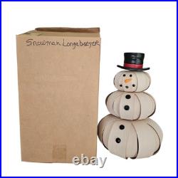 Longaberger Top Hat Snowman Whitewashed Basket Weave with Resin Hat 16 Tall 2012
