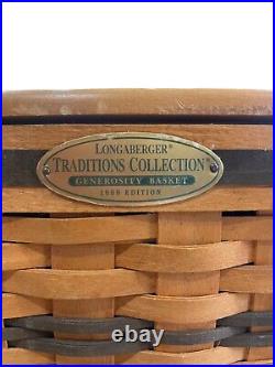 Longaberger Traditions 1999 Generosity Basket Lid 2 Protectors Fabric Liner Tie