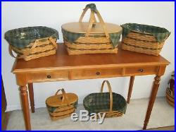 Longaberger Traditions Complete Five Basket Set With Liners, Protectors, Lids