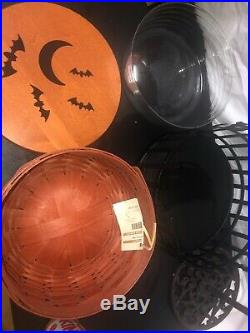 Longaberger Trick Or Treat Halloween Cat Bat Crow Moon Basket Set