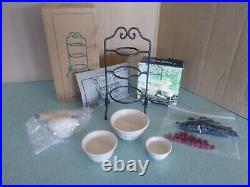 Longaberger USA Collector Club Miniature Mixing Bowl set & wrought iron stand