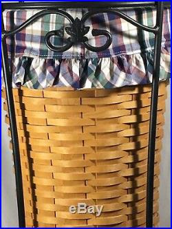Longaberger Umbrella Basket Liner Protector Wrought Iron Stand Set FREE SHIPPING
