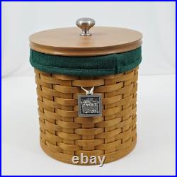 Longaberger VTG Canister Basket Set of 4 with Lids Liners Protectors & Charms
