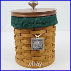 Longaberger VTG Canister Basket Set of 4 with Lids Liners Protectors & Charms