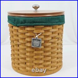 Longaberger VTG Canister Basket Set of 4 with Lids Liners Protectors & Charms