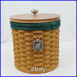Longaberger VTG Canister Basket Set of 4 with Lids Liners Protectors & Charms