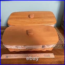 Longaberger Vanity & Envelope Basket Sets Liner, Protectors, Wood Lids