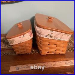 Longaberger Vanity & Envelope Basket Sets Liner, Protectors, Wood Lids