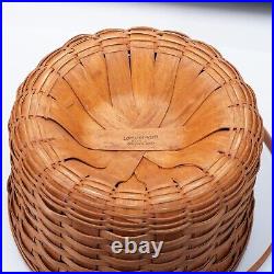 Longaberger Vintage 1989 XL Round Corn Basket Wood Lid Glass Knob 13 in Large