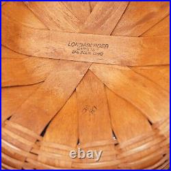 Longaberger Vintage 1989 XL Round Corn Basket Wood Lid Glass Knob 13 in Large